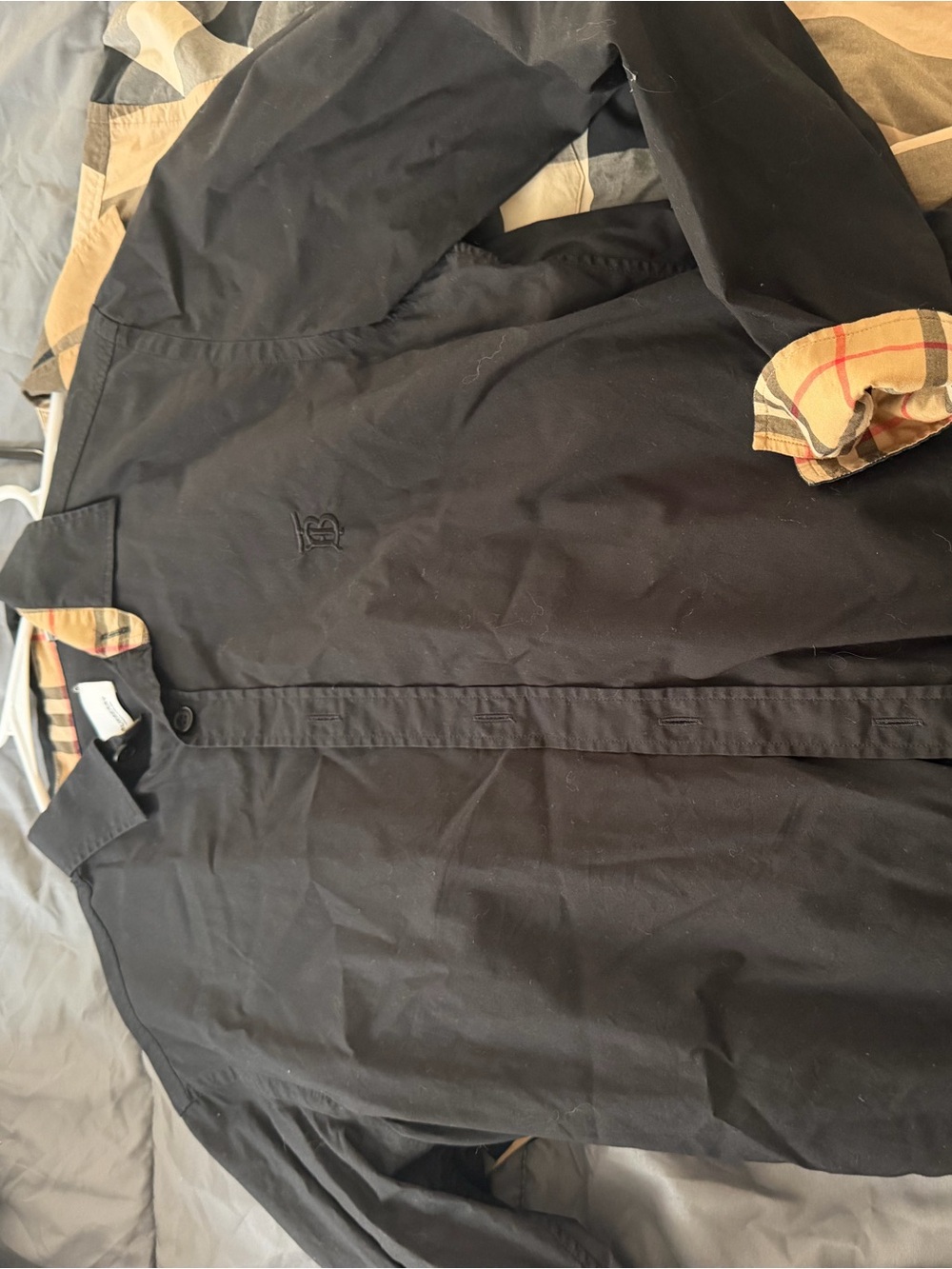 Burberry Black Button-Front Shirt with Signature Check Cuff